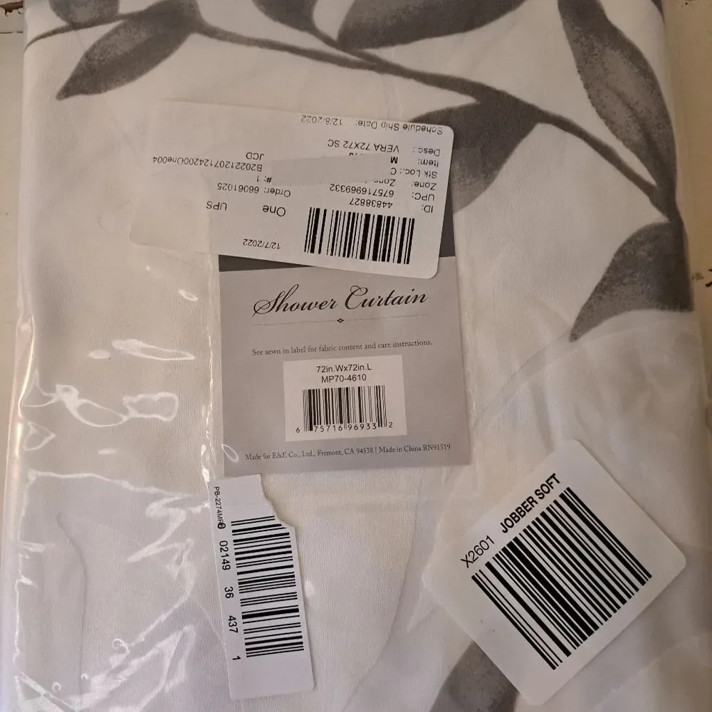 Madison Park Vera Shower Curtain NEW Grey Floral Print